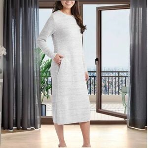 Softies 2X/3X Marshmallow Heather gray Crew Neck Lounger with Pockets